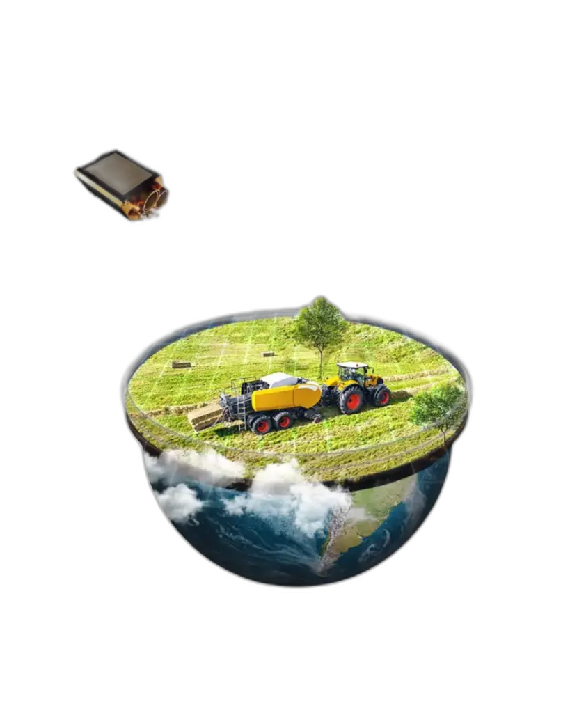 Ilustración de campo con análisis satelital